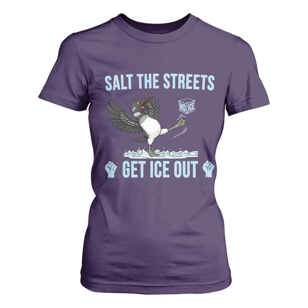 Salt The Streets Get Ice Out T Shirt For Women Resist Minneapolis Political TS12 Purple Print Your Wear