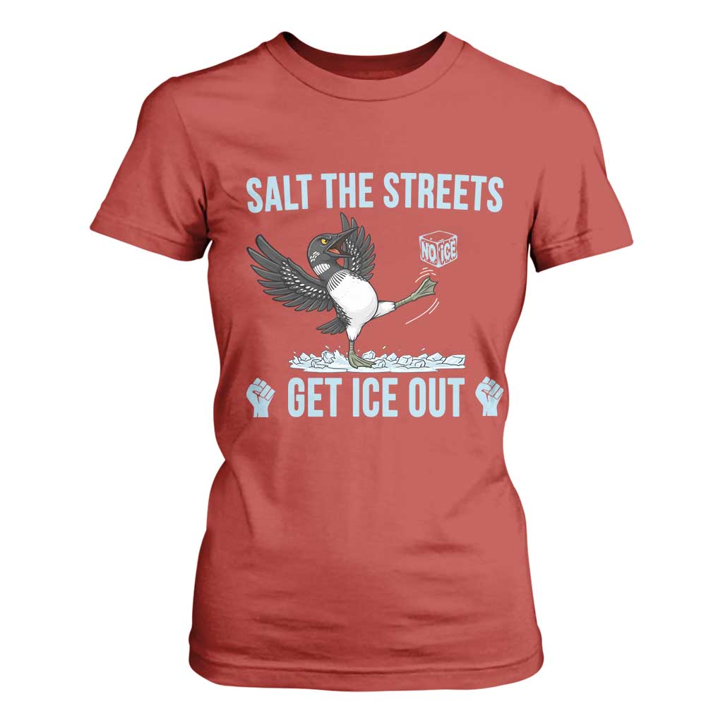 Salt The Streets Get Ice Out T Shirt For Women Resist Minneapolis Political TS12 Red Print Your Wear
