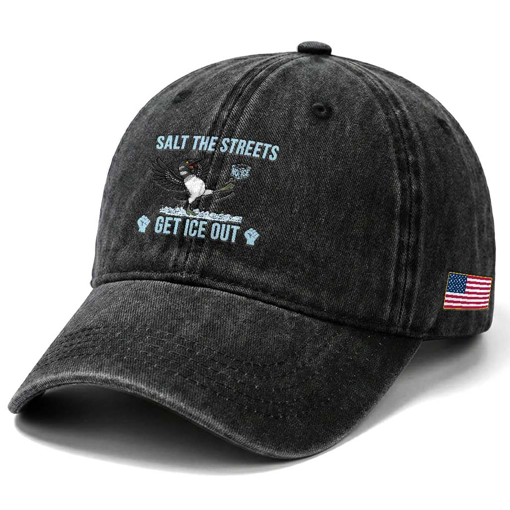 Salt The Streets Get Ice Out Washed Cotton Baseball Cap Resist Minneapolis Political TS12 Print Your Wear