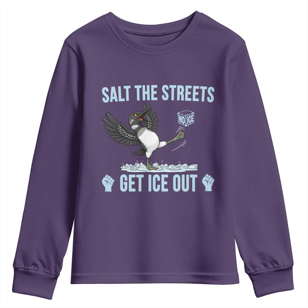 Salt The Streets Get Ice Out Youth Sweatshirt Resist Minneapolis Political TS12 Purple Print Your Wear