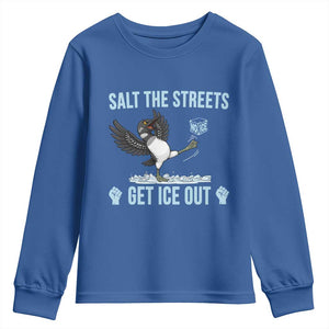 Salt The Streets Get Ice Out Youth Sweatshirt Resist Minneapolis Political TS12 Royal Blue Print Your Wear