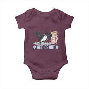 Get Ice Out Baby Onesie Funny Minnesota Loon Chasing Trump Pig TS12 Maroon Print Your Wear