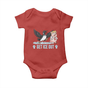 Get Ice Out Baby Onesie Funny Minnesota Loon Chasing Trump Pig TS12 Red Print Your Wear