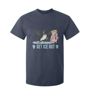 Get Ice Out T Shirt For Kid Funny Minnesota Loon Chasing Trump Pig TS12 Navy Print Your Wear