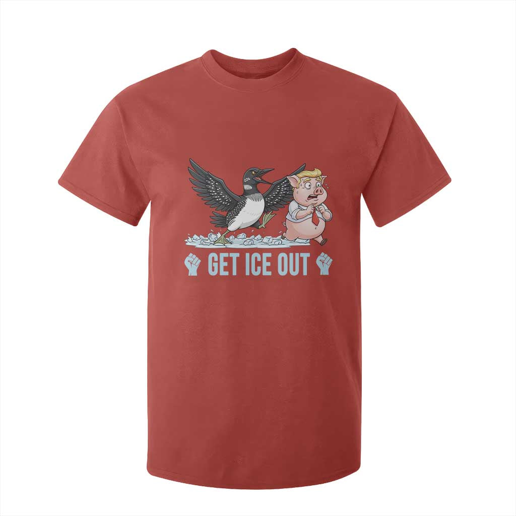 Get Ice Out T Shirt For Kid Funny Minnesota Loon Chasing Trump Pig TS12 Red Print Your Wear