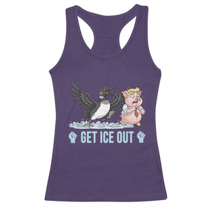 Get Ice Out Racerback Tank Top Funny Minnesota Loon Chasing Trump Pig TS12 Purple Print Your Wear