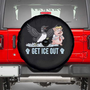 Get Ice Out Spare Tire Cover Funny Minnesota Loon Chasing Trump Pig TS12 Black Print Your Wear