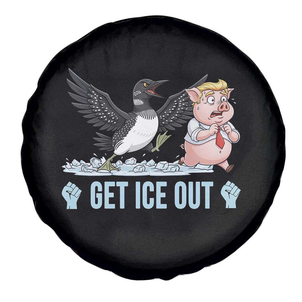 Get Ice Out Spare Tire Cover Funny Minnesota Loon Chasing Trump Pig TS12 Print Your Wear