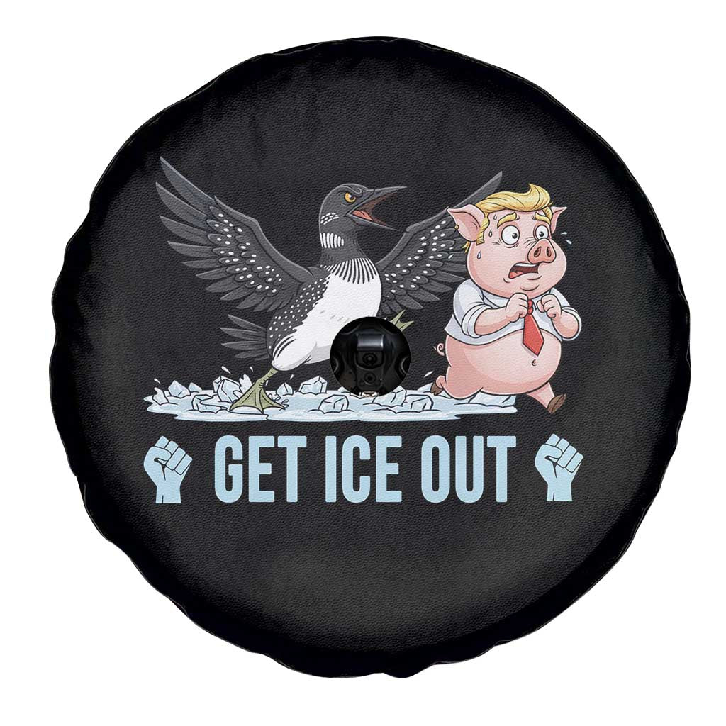 Get Ice Out Spare Tire Cover Funny Minnesota Loon Chasing Trump Pig TS12 Print Your Wear