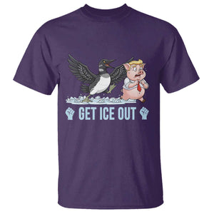 Get Ice Out T Shirt Funny Minnesota Loon Chasing Trump Pig TS12 Purple Print Your Wear