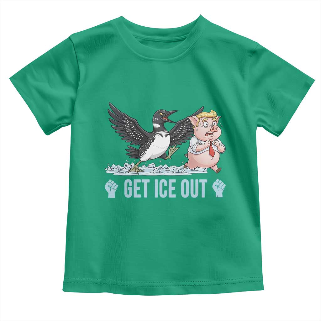 Get Ice Out Toddler T Shirt Funny Minnesota Loon Chasing Trump Pig TS12 Irish Green Print Your Wear