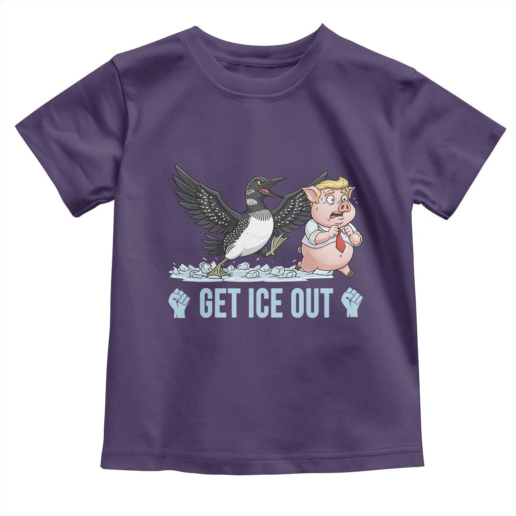 Get Ice Out Toddler T Shirt Funny Minnesota Loon Chasing Trump Pig TS12 Purple Print Your Wear