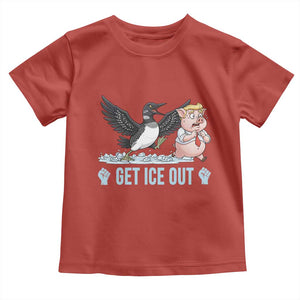 Get Ice Out Toddler T Shirt Funny Minnesota Loon Chasing Trump Pig TS12 Red Print Your Wear