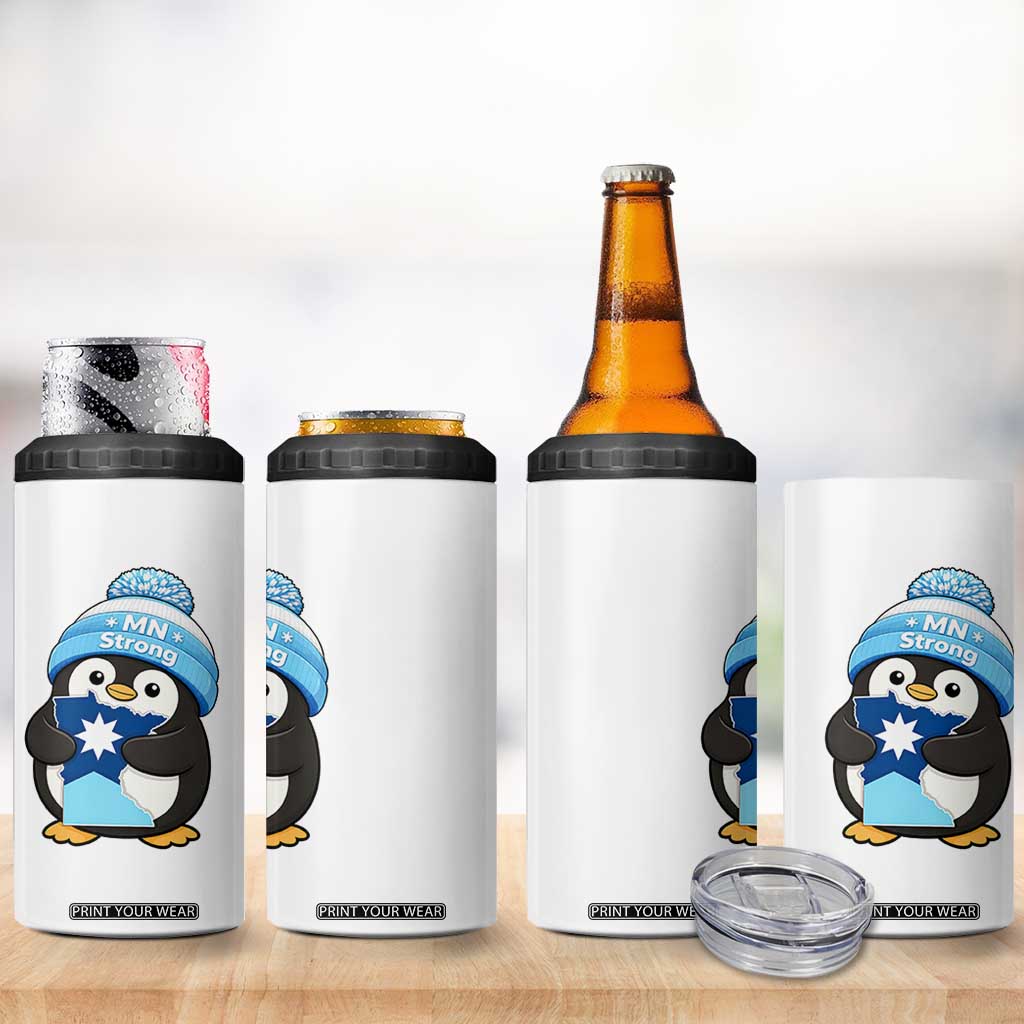 MN Strong Cute Penguin 4 in 1 Can Cooler Tumbler Minnesota State Pride Gift TS12 Print Your Wear