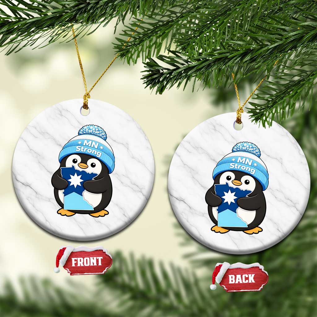 MN Strong Cute Penguin Ceramic Ornament Minnesota State Pride Gift TS12 1pc White Marble Print Your Wear