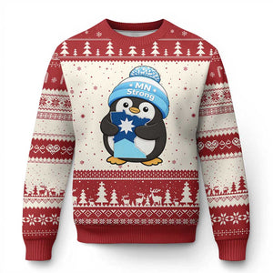 MN Strong Cute Penguin Ugly Christmas Sweater Minnesota State Pride Gift TS12 Beige Red Print Your Wear