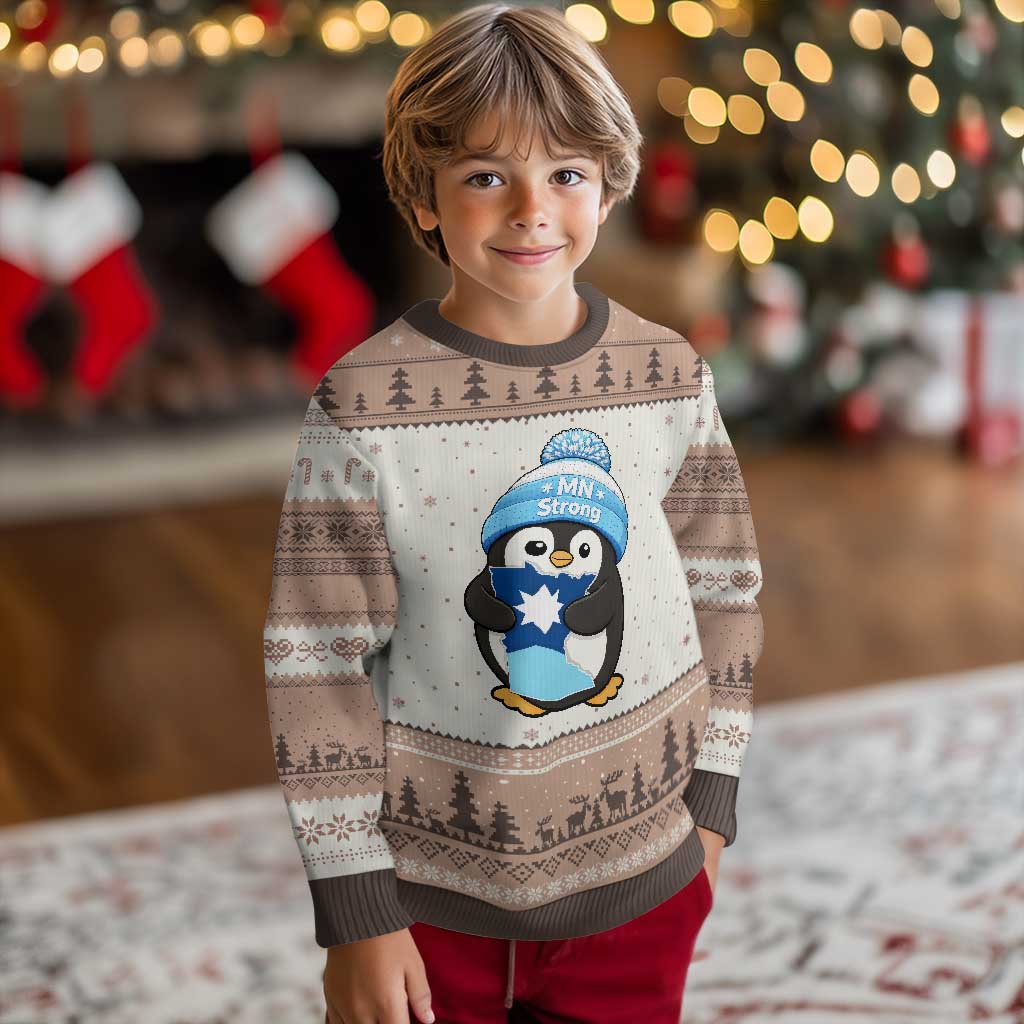 MN Strong Cute Penguin Ugly Christmas Sweater Minnesota State Pride Gift TS12 Mocha Mousse Print Your Wear