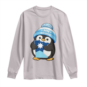 MN Strong Cute Penguin Long Sleeve Shirt Minnesota State Pride Gift TS12 Ice Gray Print Your Wear