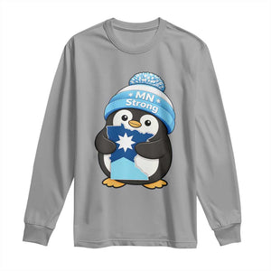 MN Strong Cute Penguin Long Sleeve Shirt Minnesota State Pride Gift TS12 Sport Gray Print Your Wear