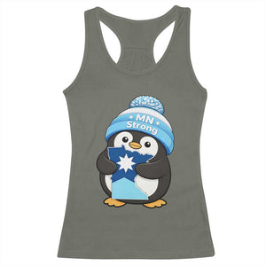 MN Strong Cute Penguin Racerback Tank Top Minnesota State Pride Gift TS12 Military Green Print Your Wear