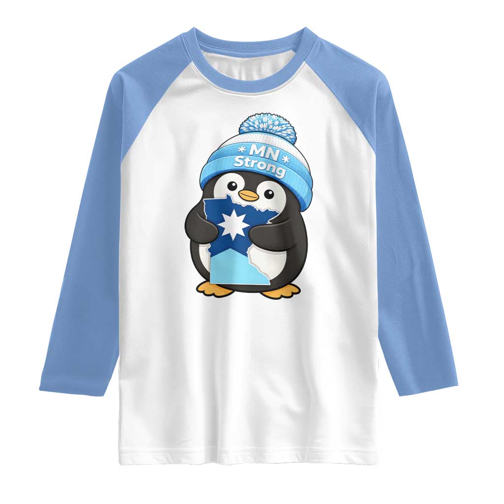 MN Strong Cute Penguin Raglan Shirt Minnesota State Pride Gift TS12 White Carolina Blue Print Your Wear