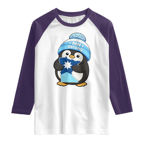 MN Strong Cute Penguin Raglan Shirt Minnesota State Pride Gift TS12 White Purple Print Your Wear