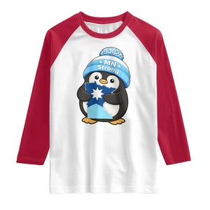 MN Strong Cute Penguin Raglan Shirt Minnesota State Pride Gift TS12 White Red Print Your Wear