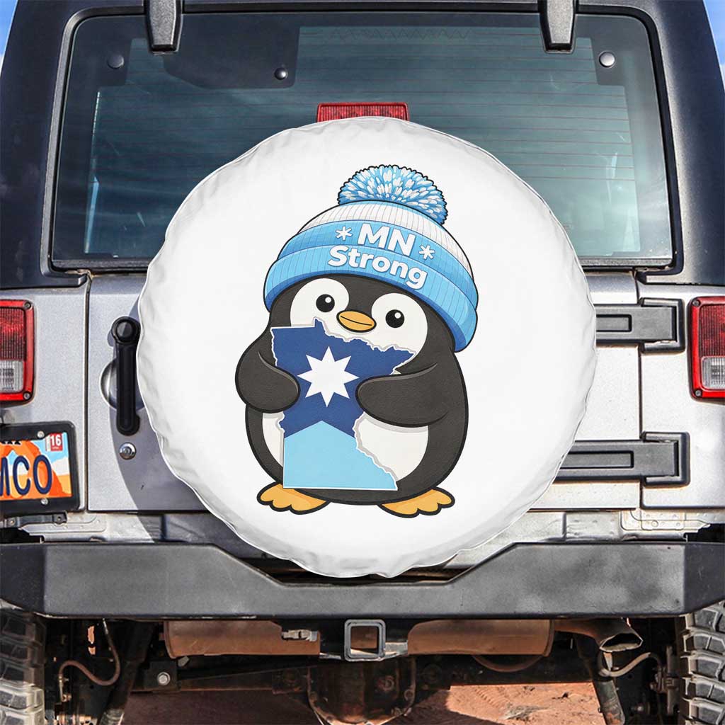 MN Strong Cute Penguin Spare Tire Cover Minnesota State Pride Gift TS12 No hole White Print Your Wear