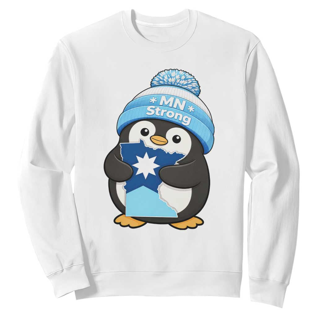 MN Strong Cute Penguin Sweatshirt Minnesota State Pride Gift TS12 White Print Your Wear