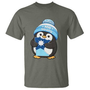 MN Strong Cute Penguin T Shirt Minnesota State Pride Gift TS12 Military Green Print Your Wear
