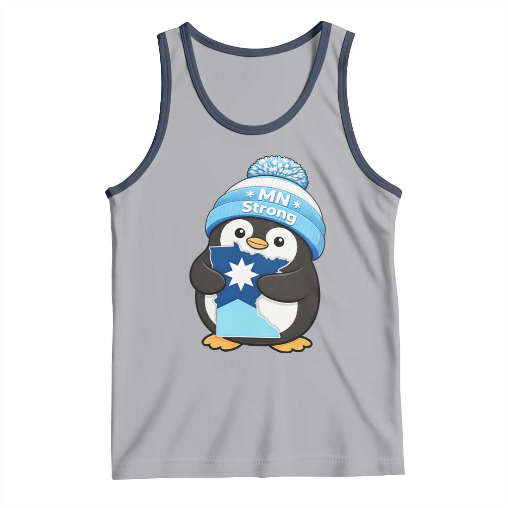 MN Strong Cute Penguin Tank Top Minnesota State Pride Gift TS12 Athletic Heather Navy Print Your Wear