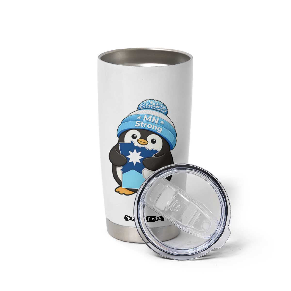 MN Strong Cute Penguin Tumbler Cup Minnesota State Pride Gift TS12 Print Your Wear