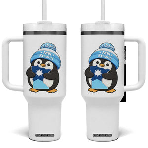 MN Strong Cute Penguin Tumbler With Handle Minnesota State Pride Gift TS12 One Size: 40 oz White Print Your Wear