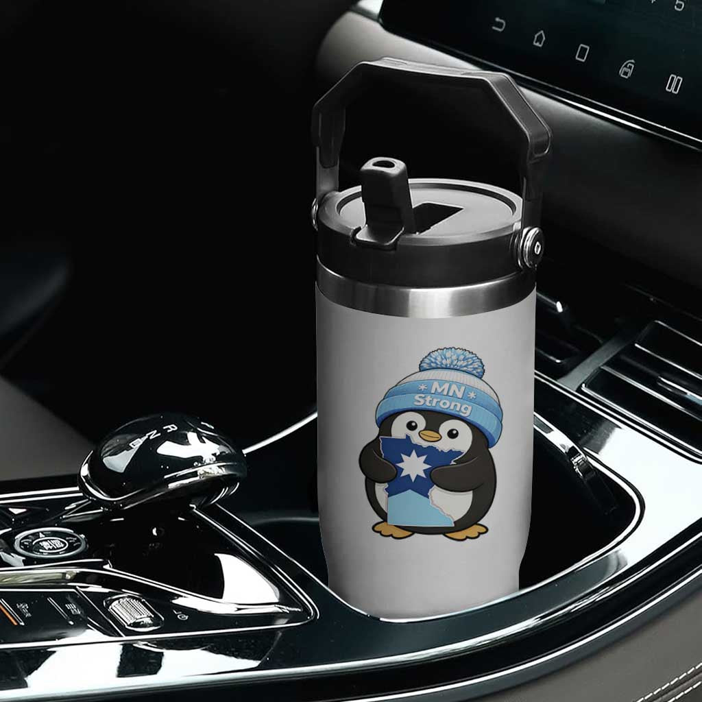 MN Strong Cute Penguin Flip Straw Tumbler Minnesota State Pride Gift TS12 Print Your Wear