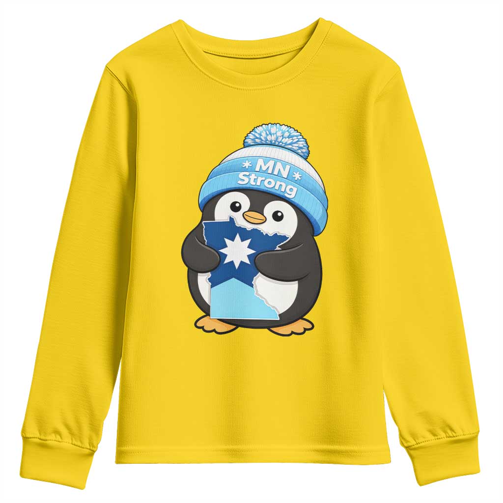 MN Strong Cute Penguin Youth Sweatshirt Minnesota State Pride Gift TS12 Daisy Print Your Wear