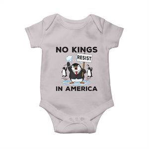 Funny Penguin Protest Baby Onesie No Kings In America TS12 Ice Gray Print Your Wear