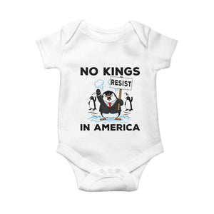Funny Penguin Protest Baby Onesie No Kings In America TS12 White Print Your Wear