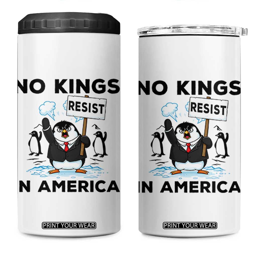 Funny Penguin Protest 4 in 1 Can Cooler Tumbler No Kings In America TS12 One Size: 16 oz White Print Your Wear