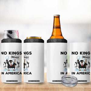 Funny Penguin Protest 4 in 1 Can Cooler Tumbler No Kings In America TS12 Print Your Wear