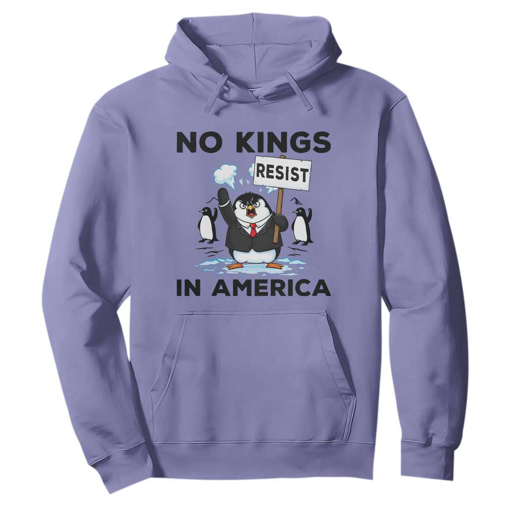 Funny Penguin Protest Hoodie No Kings In America TS12 Violet Print Your Wear
