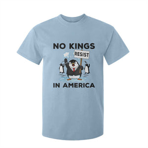Funny Penguin Protest T Shirt For Kid No Kings In America TS12 Light Blue Print Your Wear