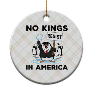 Funny Penguin Protest Ceramic Ornament No Kings In America TS12 1pc Christmas Plaid Print Your Wear