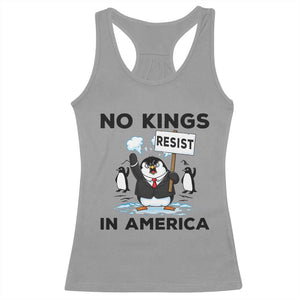 Funny Penguin Protest Racerback Tank Top No Kings In America TS12 Sport Gray Print Your Wear