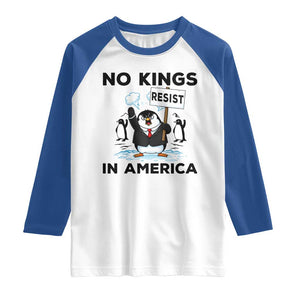 Funny Penguin Protest Raglan Shirt No Kings In America TS12 White Royal Print Your Wear
