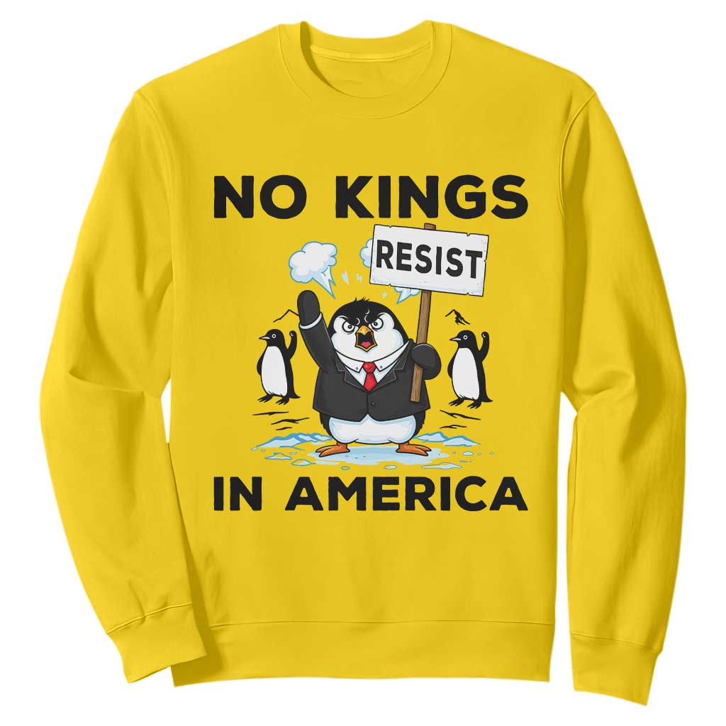 Funny Penguin Protest Sweatshirt No Kings In America TS12 Daisy Print Your Wear