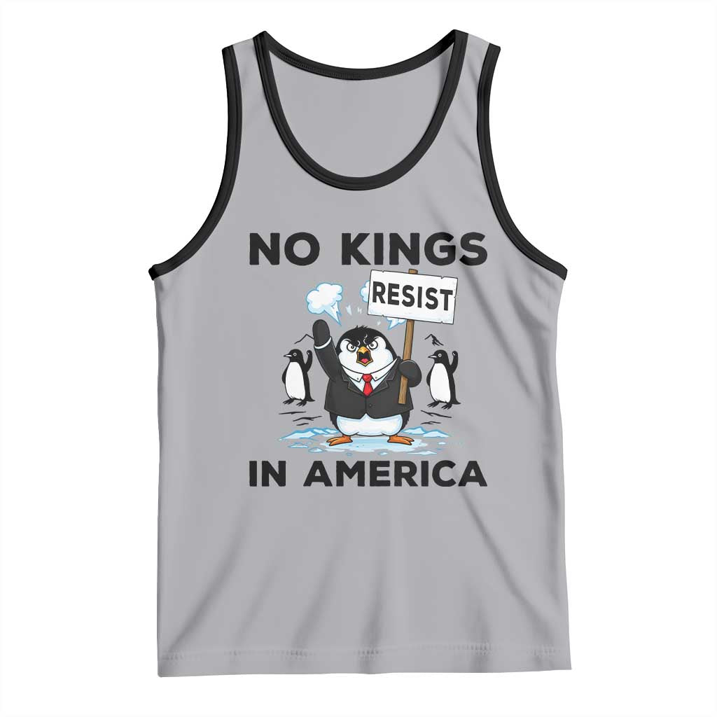 Funny Penguin Protest Tank Top No Kings In America TS12 Athletic Heather Black Print Your Wear