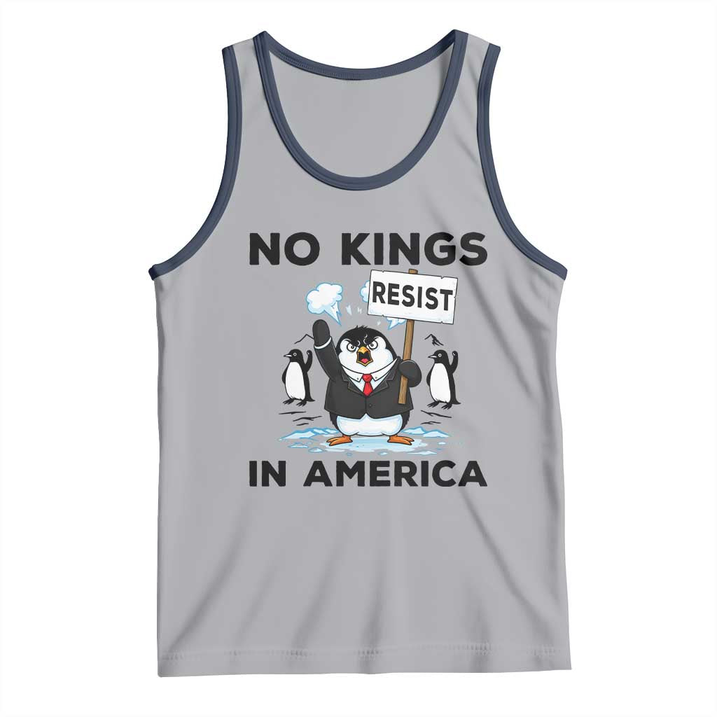 Funny Penguin Protest Tank Top No Kings In America TS12 Athletic Heather Navy Print Your Wear