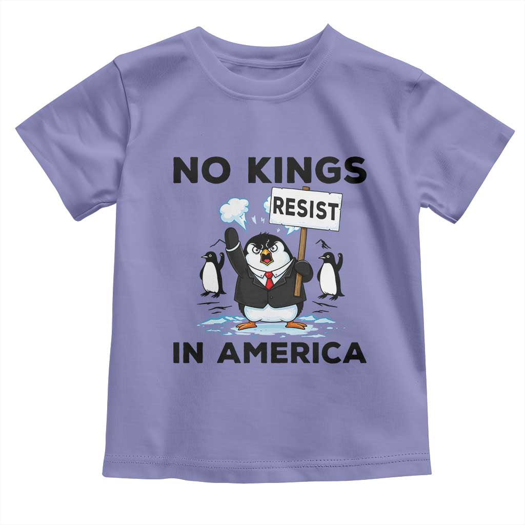 Funny Penguin Protest Toddler T Shirt No Kings In America TS12 Violet Print Your Wear
