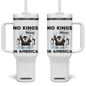 Funny Penguin Protest Tumbler With Handle No Kings In America TS12 One Size: 40 oz White Print Your Wear
