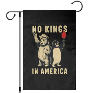 Funny Bear And Penguin Protest Garden Flag No Kings In America TS12 Black Print Your Wear